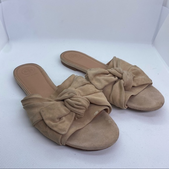 Tory Burch Annabelle Bow Slide Sandal Blush Pink Suede Size 8M - Picture 3 of 7